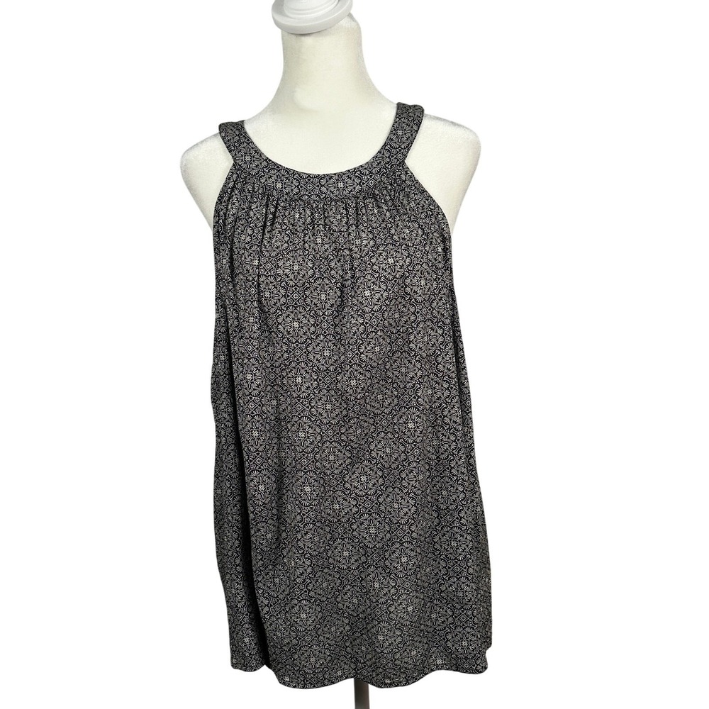 J. Jill Tank Top Womens Large Black White Excellent Halter Neck Geometric Print